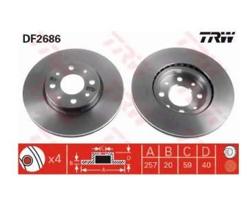 {Katagori} / FREN DISKI,ON TK DF2686 HAVALI TIP-KUCUK DISK- 257.4 MM (ALBEA-PALIO-DOBLO-TEMPRA  [TRWDF2686] 