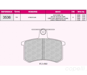 {Katagori} / ARKA BALATA TK. DISK VOLKWAGEN PASSAT 1.6-1.8-1.9 ALFA ROMEO 164 C 96- 60743565 20598 [BES-3536] 