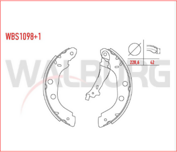 {Katagori} / FREN PABUC BALATA ARKA +1mm DAHA KALIN KANGOO (KC0/1) 1.5 DCI LEVYELI 228,6X42 mm 1998-2008/ KANGOO [WALBURG-WBS1098+1] 