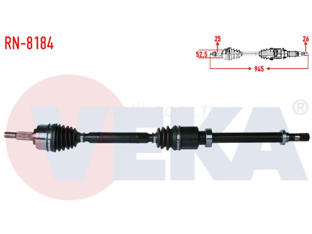 VEKA-RN8184 KOMPLE AKS SAG ON MEGANE IV (B9A/M_) HB 1.5 DCI M-T UZUNLUK 990mm 2016- 391008707R 